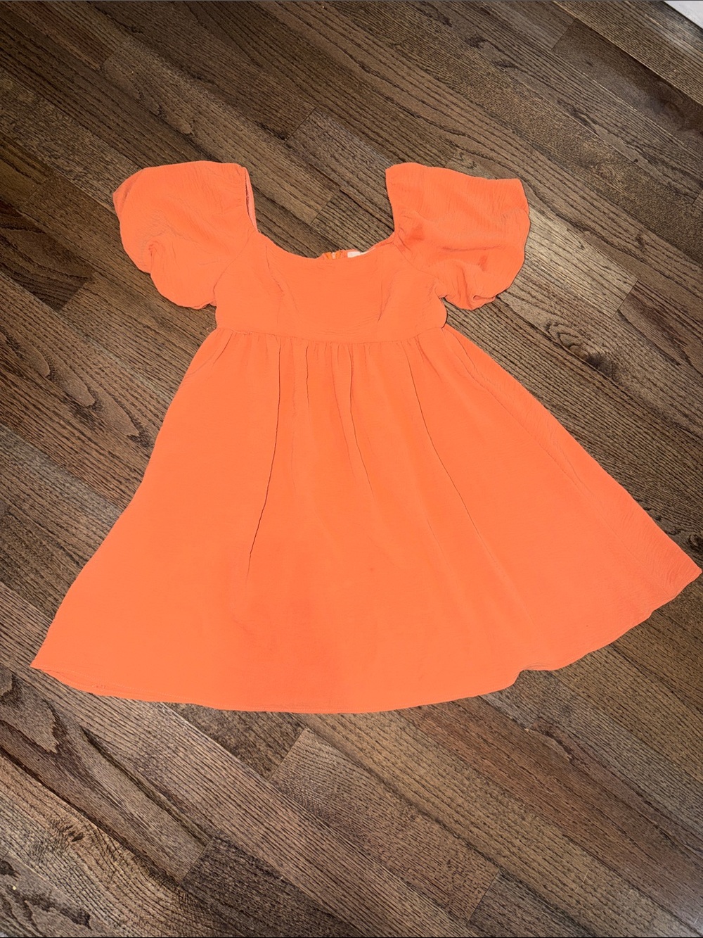 Altar’d State Rust Orange Puff Sleeve Babydoll Mini Dress Size Small